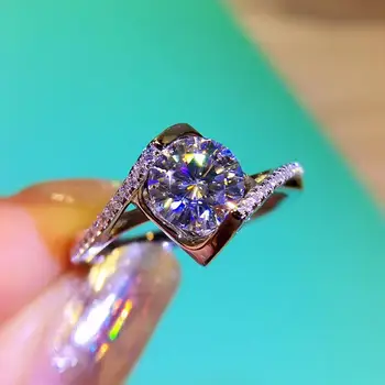 

925 Silver 6.5mm 1 Carat D Color Moissanite Ring Brilliant Cut Moissanite Diamond Engagement Rings for Women Wedding Jewelry