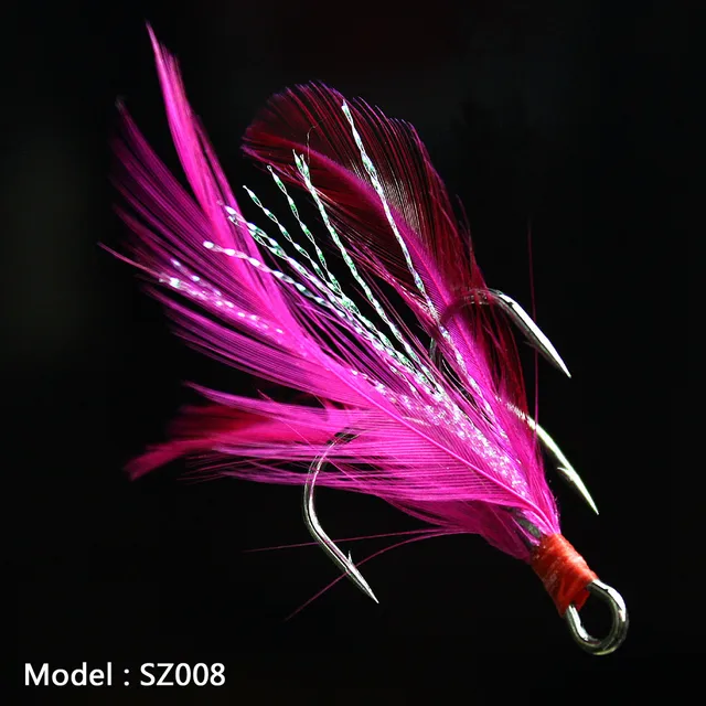 20pcs/lot Fish hook 2 4 6 8 10# Black /Red Fly Fishing Hook with 25 Colors Feather Fishing Tackle High Carbon Steel Barbed Hooks SZ008