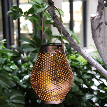 

Hanging Solar Lights Outdoor Solar Lanterns Retro Hanging Solar Lantern Garden Outdoor Lights with Handle, Metal Waterproof LED