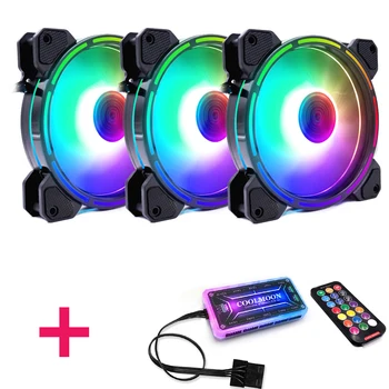 

COOLMOON F-GL2 Computer Case PC Cooling Fan RGB Adjust 120mm Quiet + IR Remote New Computer Cooler RGB CPU Case Fan Three in One