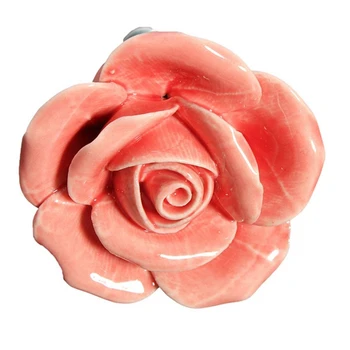 

1pcs Vintage Rose Flower Ceramic Door Knobs Handle Drawer Pink