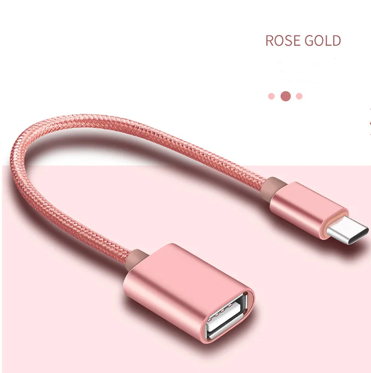USB C к USB адаптер type C OTG USB кабель C папа к USB 2,0 Женский кабель адаптер для MacBook Pro samsung Hwawei USB-C OTG - Цвет: OTG-C-Rose red