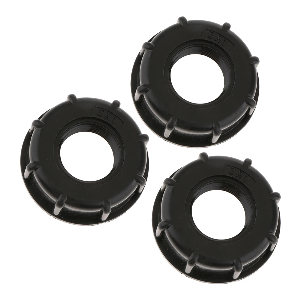 3pcs IBC Tank Adapter (Thick Thread 1-inch) Water Tank Connector Fitting Black