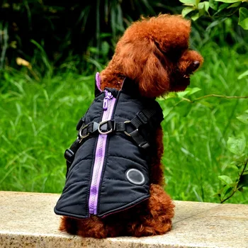 

2 In 1 Pet Dog Sleeveless Vest Harness Solid Color Cotton Coat Autumn Winter Vest Harness Outfit Warm Garment Jacket Clothes