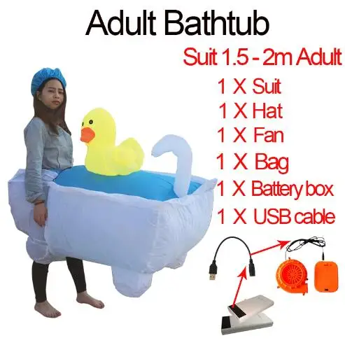 White Unisex Fat Ванна Необычные платья вентилятор надувной костюм с шляпой - Цвет: White