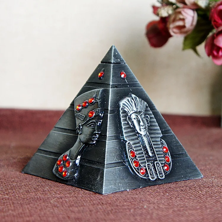 Egyptian Metal Pharaoh Khufu Pyramids Figurine Pyramid Building Statue Miniatures Home Office Desktop Decor Gift Souvenir|souvenir gift|souvenir