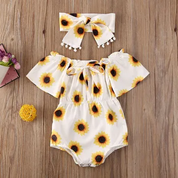 

pudcoco Newborn Baby Girl Clothes Summer Fruit Printed Ruffles Flower Bodysuit Jumpsuit Playsuit Outfits 2PCS