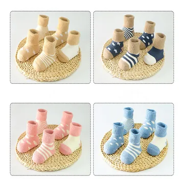 

Children Socks Anti Skip Boy Clothes Thicken Cotton Socks For Baby Winter Newborn Infant Knit-in Botties Fleece Breathable