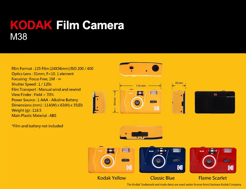 Kodak M35 Reusable 35mm Film Camera - Yellow