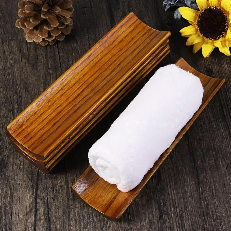 

5PCS Wooden Towel Tray Storage Tray Dish Plate Tea Tray Fruit Trays Cosmetics Jewelry Organizer