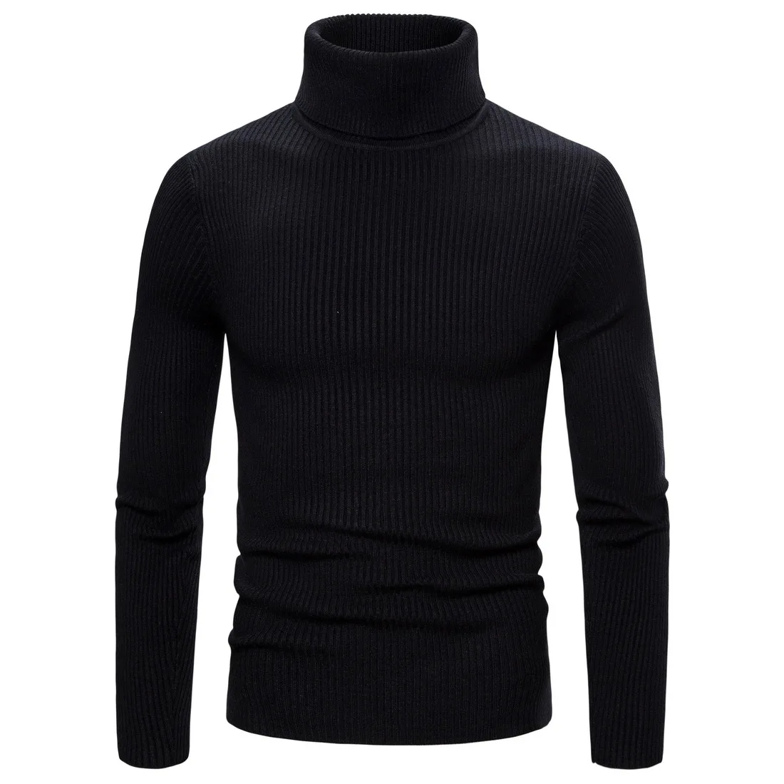 16 Colors GustOmerD Winter Pullovers Sweater Men Fashion Slim Fit England Style Mens Sweaters Casual Warm Turtleneck Men - Цвет: 036-black
