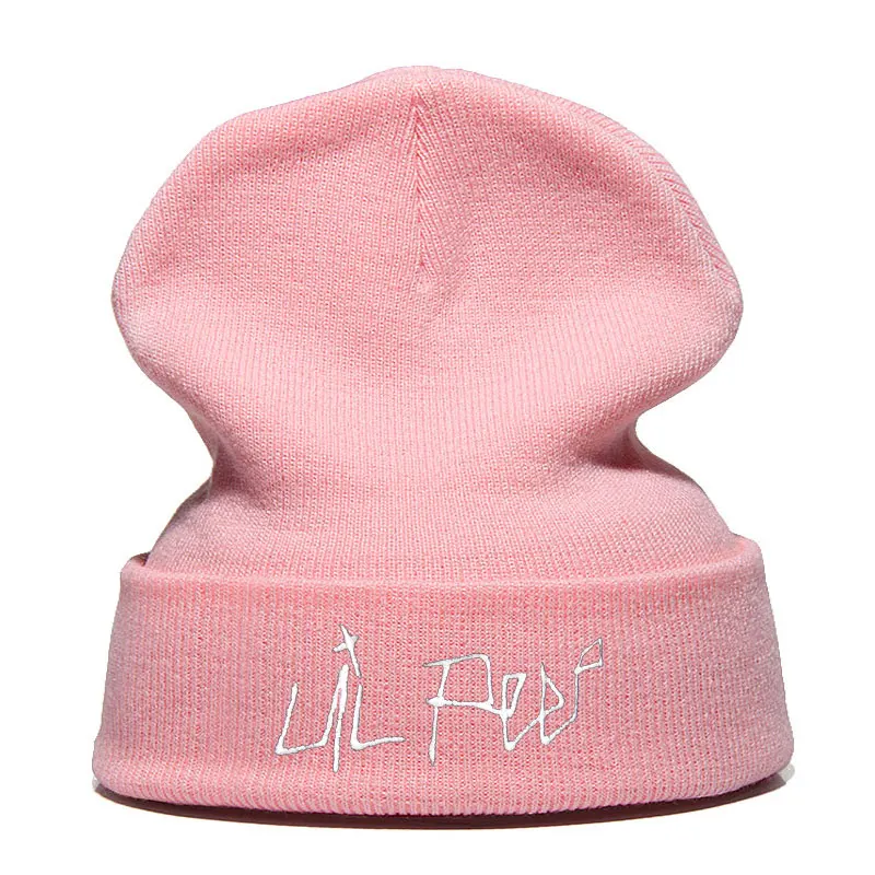 Lil Peep Beanie с вышивкой xxxtentacion Love lil. peep Мужская и женская вязаная шапка вязанные шапочки Skullies теплая зимняя унисекс Лыжная хип-хоп шапка - Цвет: pink white