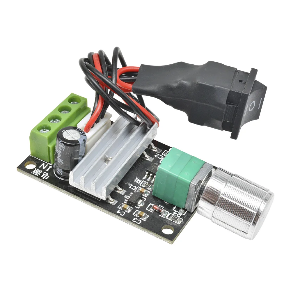 DC 6V 12V 24V 28V 3A 80W PWM Motor Speed Controller Regulator Adjustable Variable Speed Reversible Control Potentiometer Switch