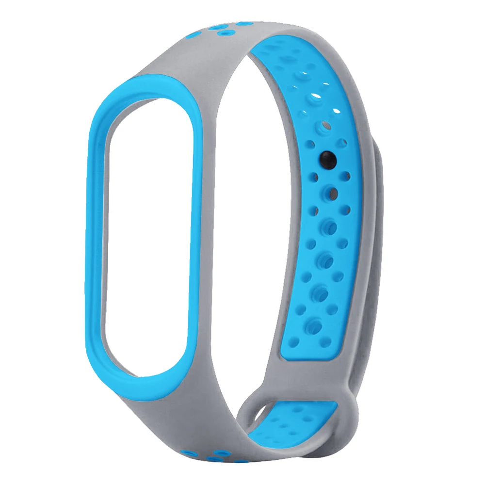 Gray Blue Для Xiaomi mi Band 3 4 ремешок силиконовый двойной цвет mi band 3 4 ремешок mi band 4 аксессуары Замена для Xiaomi mi Band 4 Band - Цвет: Gray Blue