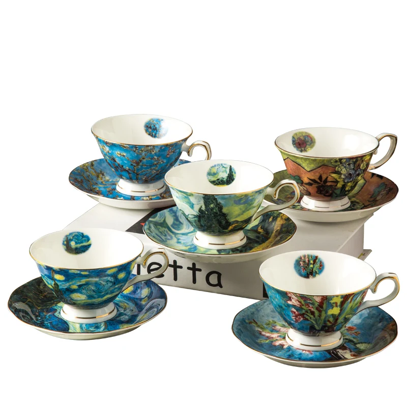 Van Gogh design fine bone china coffee cup and saucer ceramic | Дом и сад
