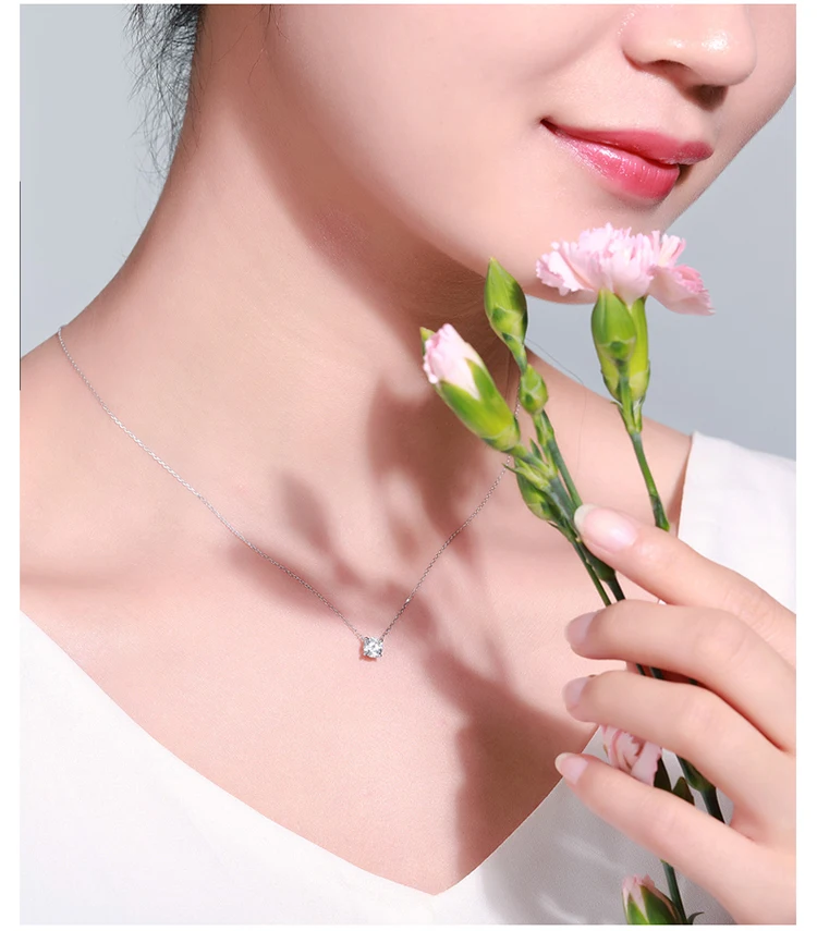 ZOCAI Алмазное ожерелье натуральный Сертифицированный 0.10ct H/SI АЛМАЗ 18K Белое Золото(AU750) ожерелье стиль моды подарок D06621