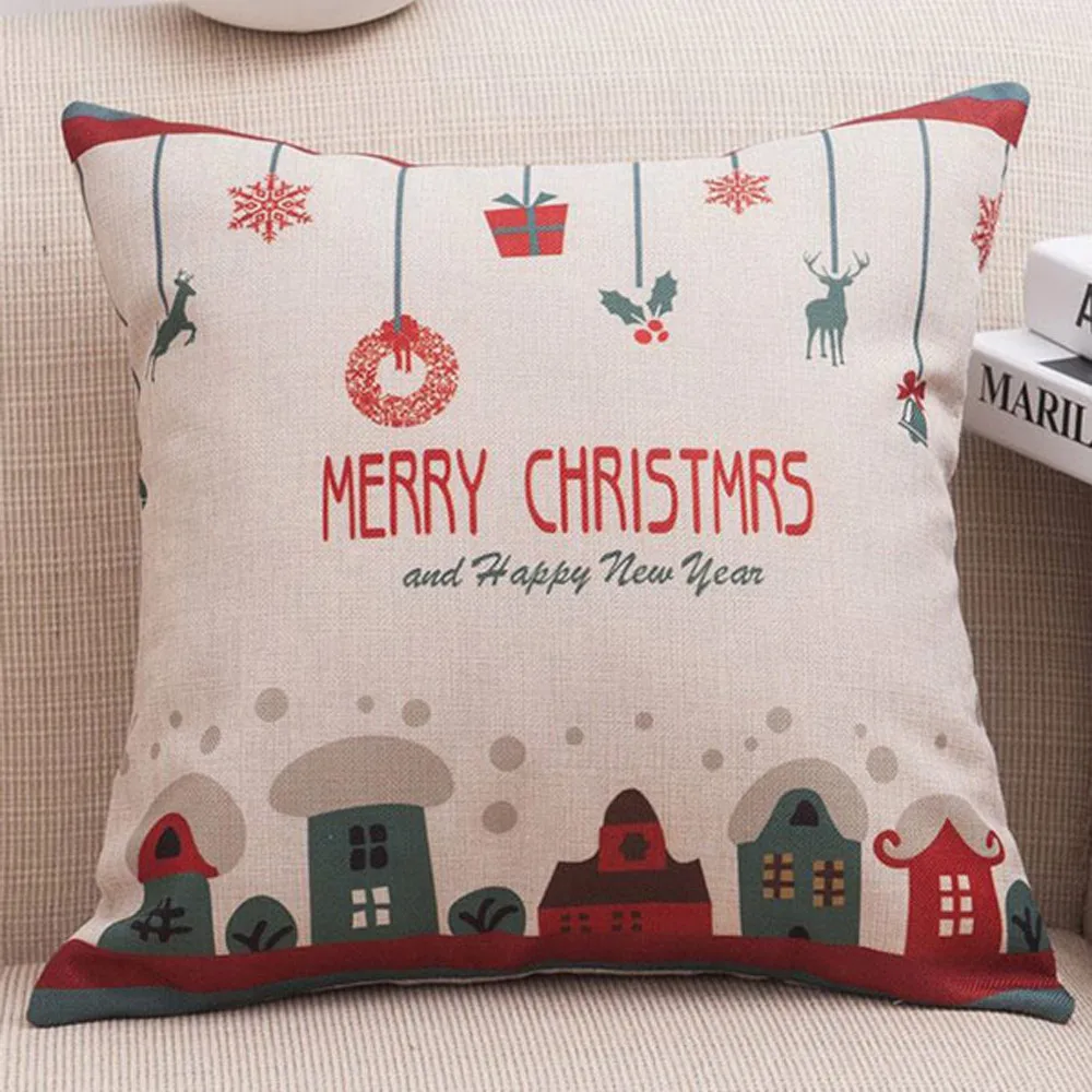 Ouneed Merry Christmas наволочки Автомобильная подушка для дивана чехол домашний декор льняная хлопковая наволочка диванная кровать Декоративная Подушка