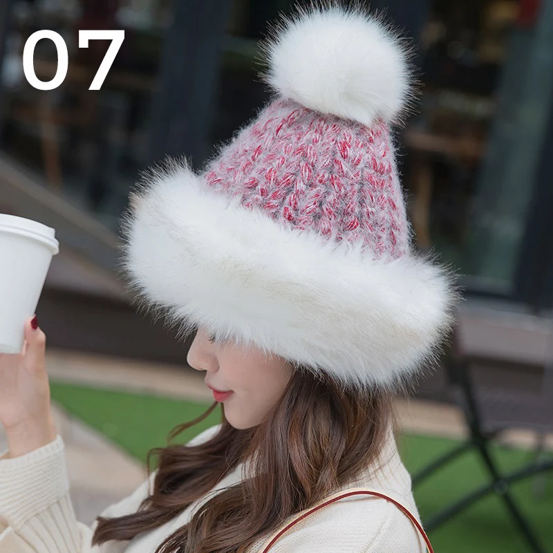 Berretto da donna lavorato a maglia peloso carino cappello di pelliccia Pom  Pom Ball berretti cappello da Bomber invernale cappello da sci caldo  cosacco russo|Women's Skullies \u0026 Beanies| - AliExpress