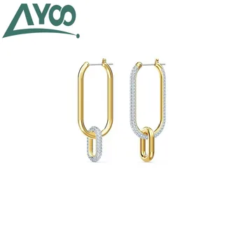 

AYOO high quality 2020 swa, fashion jewelry interlocking geometric crystal detachable earrings for women as gifts