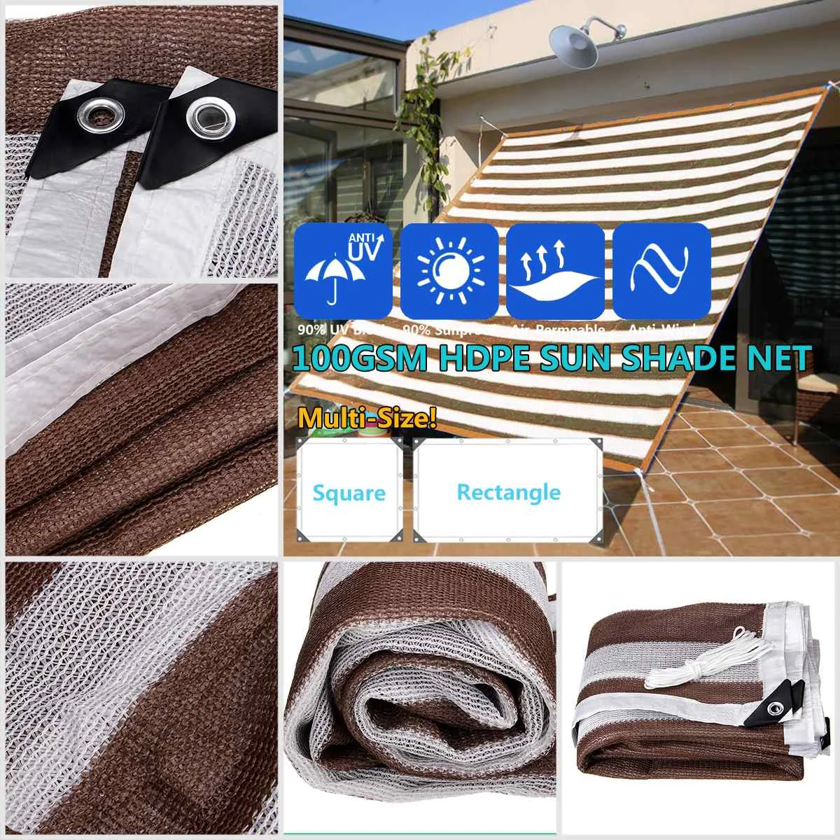 

Rectangular HDPE 100GSM sunshade net sunscreen UV protection sunshade outdoor garden shade net cover mesh awning awning