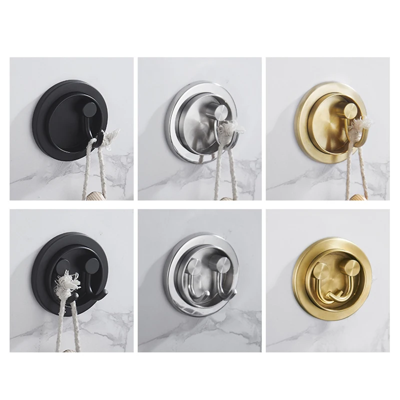 304 Stainless Steel Towel Coat Hooks Gold/Black/Nickel Bathroom Clothes Cabinet Closet Hooks Wall Mounted Bathroom Hardware