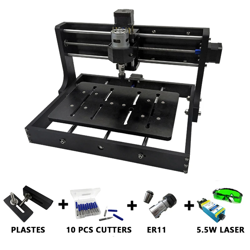 with 5.5W Модернизированный DIY CNC 3020 гравировальный станок, фрезерный станок для дерева, лазерный гравер, используется с поддержкой GRBL управления в автономном режиме - Цвет: with 5.5W