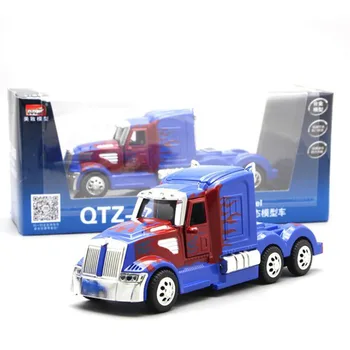 

Classic American Truck Trailer Head 16CM Engine Car Alloy Die Casting Pull Back Truck Model Children Toy Gift Indoor Display