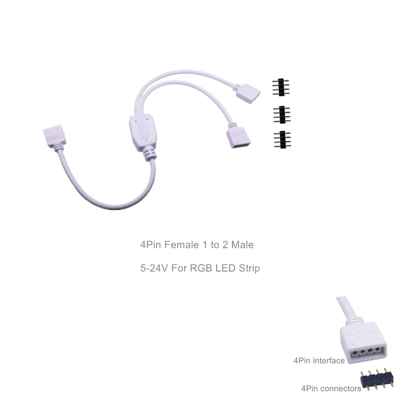 Сплиттер Кабельный соединитель Адаптер постоянного тока 4PIN Женский 1 до 2/5 Мужской путь 5,5x2,1 мм RGB для светодиодный полосы света CCTV камера удлиненный провод - Испускаемый цвет: RGB 4Pin 1to2