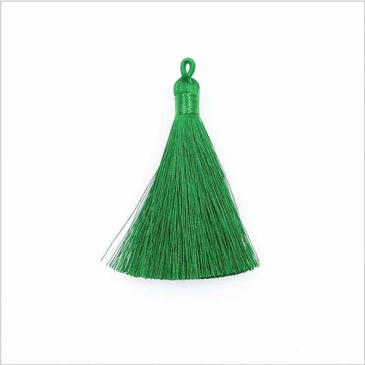 2pcs 8cm Silk Tassel Fringe Straps Pendant Brush DIY Craft Tassels Trim For Curtains Jewelry Making Wedding Home Decor Accessory - Цвет: Green