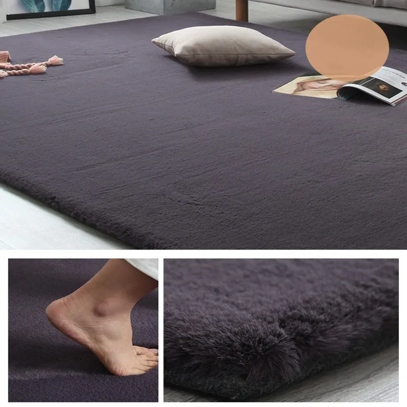 Imitation rabbit fur solid color thick carpet bedroom foyer soft fluff floor mat bathroom non-slip absorbent home carpet