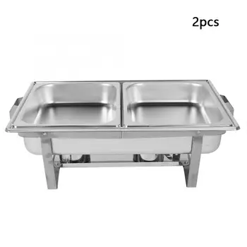 

2PCS 9L Stainless Steel Rectangular Chafing Dish with Pan Alcohol Furnace for Buffet Catering Kitchen Tools