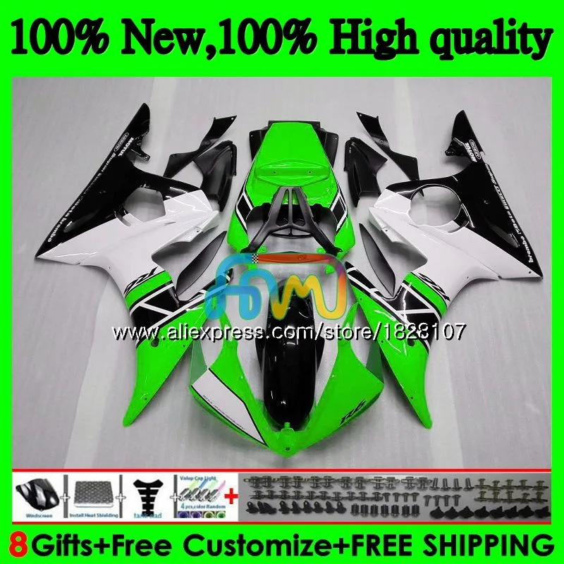 Body For YAMAHA YZF R6 S R6S 06-09 YZFR6S 06 07 08 09 52BS.92 YZF600 YZF-600 YZF-R6S 2006 Green white 2007 2008 2009 Fairings