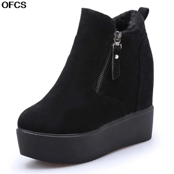 

Warm Winter Boots Women 2020 Fashion Female Platform Zipper Snow Boots Female Casual Shoes With Fur Ladie Ankle Boots