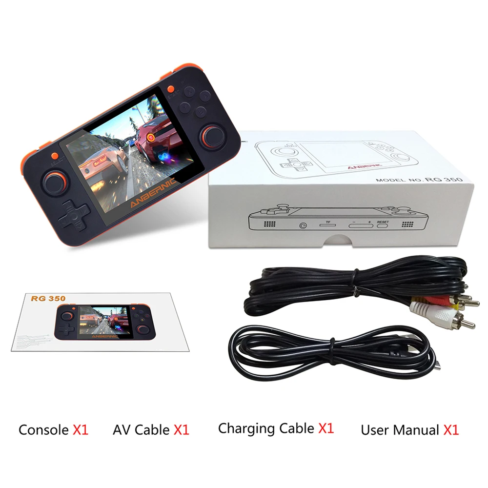ANBERNIC 16G RG350 ips Ретро игры 350 видео игры обновленная игровая консоль ps1 игра 64 бит opendingux 3,5 дюймов 2500+ игры rg350
