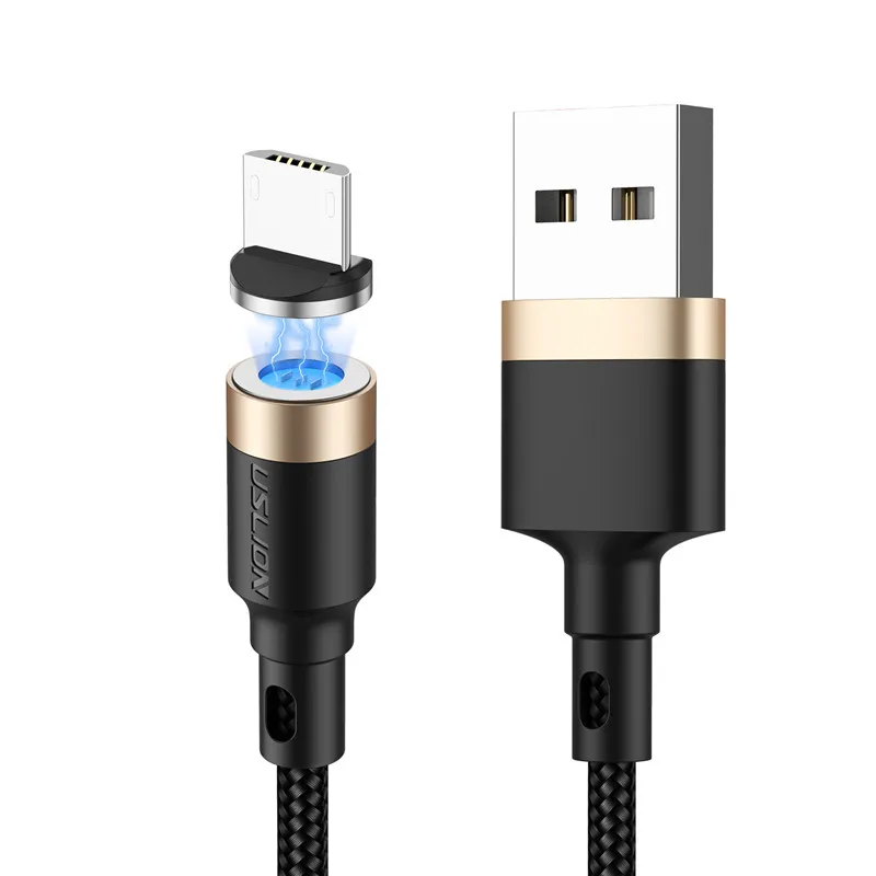 Gold USLION, 3 А, быстрая зарядка, USB кабель, микро Тип C, магнитный, для мобильного телефона, магнитный, для передачи данных, USB, зарядное устройство для Xiaomi, samsung, для Iphone 11, XR - Цвет: Gold