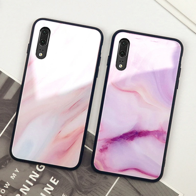 Для samsung Galaxy A10 A20 A30 A50 A60 A70 A80 A90 чехол Мрамор Стекло жесткая накладка на заднюю панель для samsung A50 A70 A30 цветной чехол для телефона