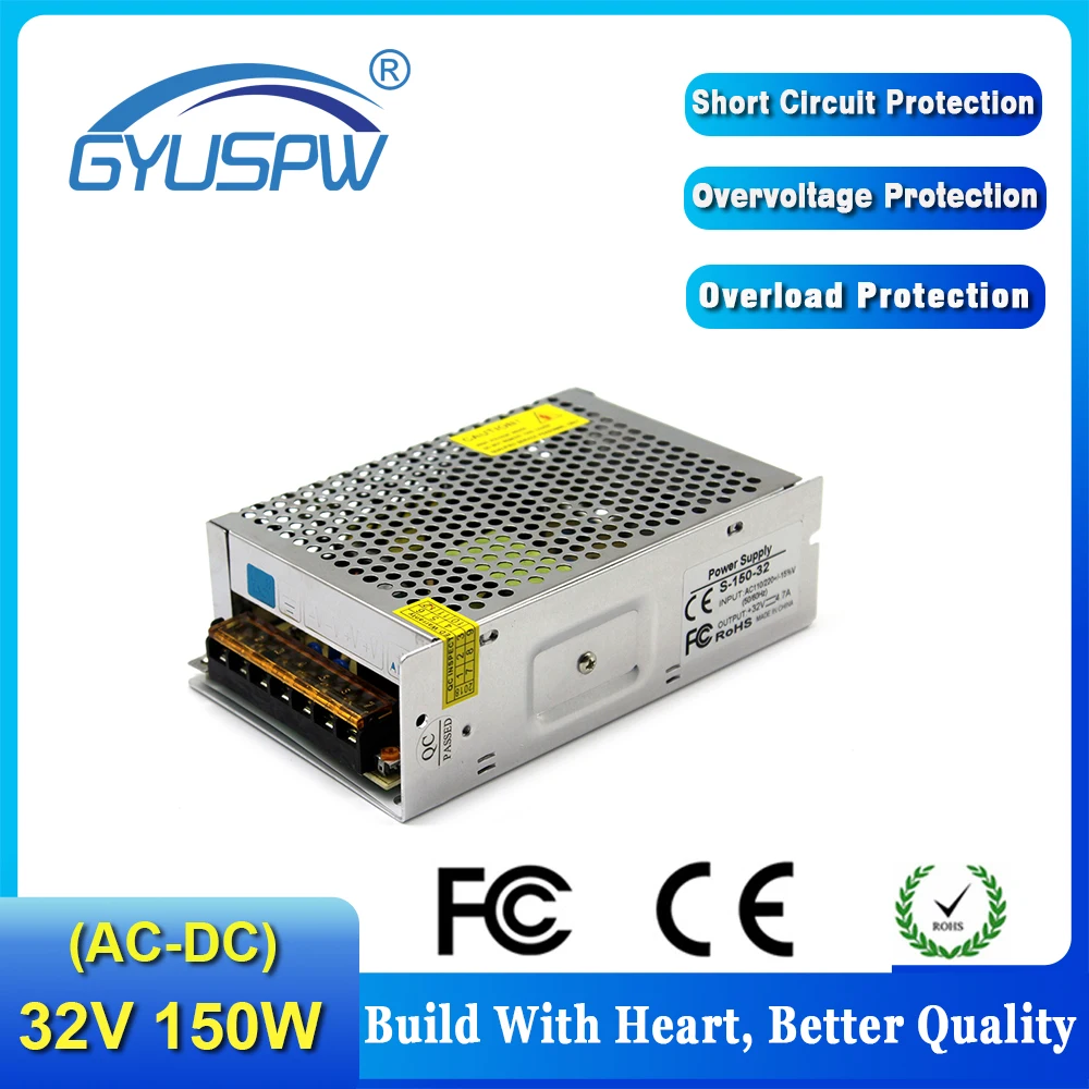 Одиночный выход DC32V 4.7A 150W Регулируемый источник питания Переключение AC в DC