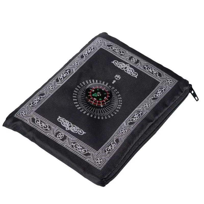 Portable Waterproof Muslim Prayer Mat Rug With Compass Vintage Pattern Islamic Eid Decoration Gift Pocket Sized Bag Zipper Style | Дом и сад