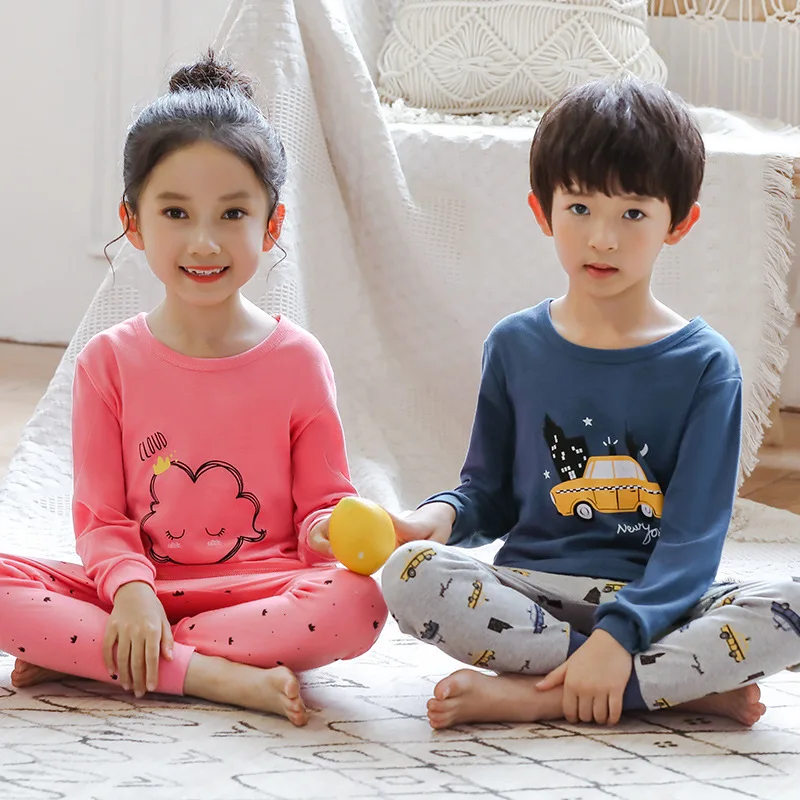 

Autumn Cartoon Pajamas For Girls Boys Children's Christmas Pajamas Set Long sleeve Cotton Pyjamas Kids Baby Clothes Sleepwear