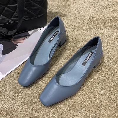 FeiYiTu/ г., весенние туфли-лодочки на высоком каблуке в стиле ретро туфли из лакированной кожи с квадратным носком без застежки Женская пикантная обувь, chaussure femme - Цвет: Небесно-голубой