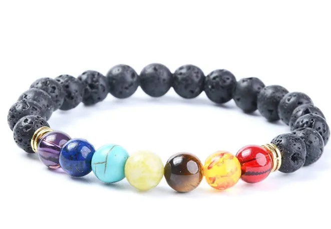 8 Millimetri Yn142 Mulitcolor Arcobaleno Agata Lapis Lazuli Naturali Onice Macrame Intrecciato Nero Lava Vulcanica Braccialetto Reiki Buddha Di Preghi