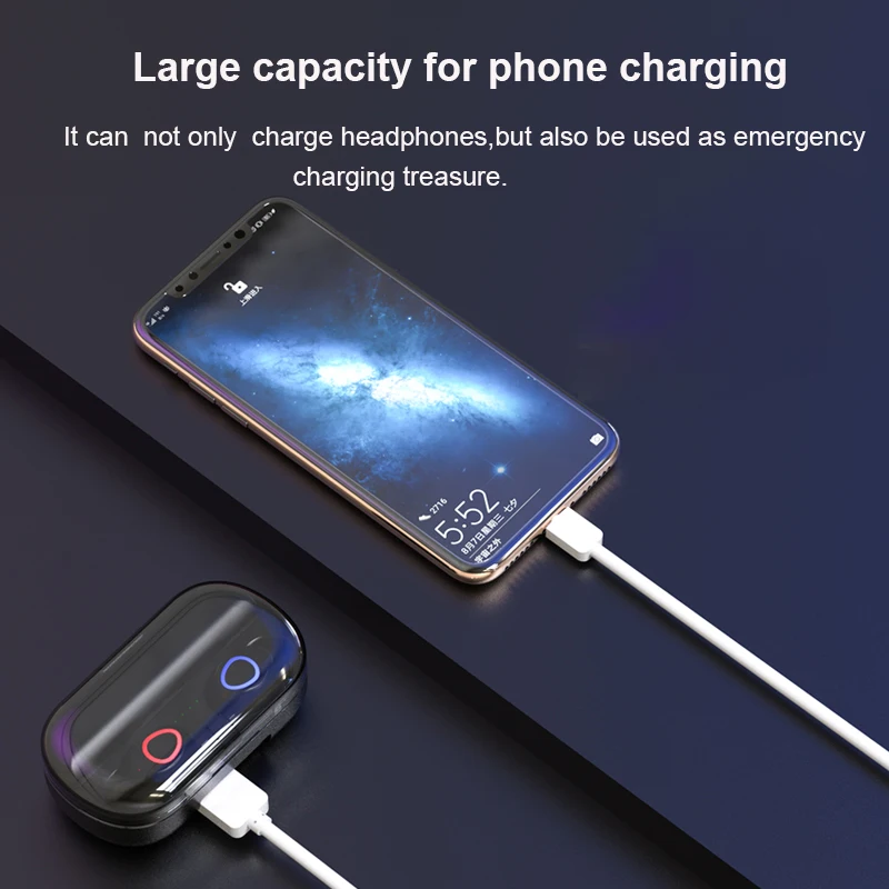 Новые TWS 5,0 Bluetooth наушники 8D стерео беспроводные наушники мини беспроводные наушники с 1500 power Bank держатель телефона
