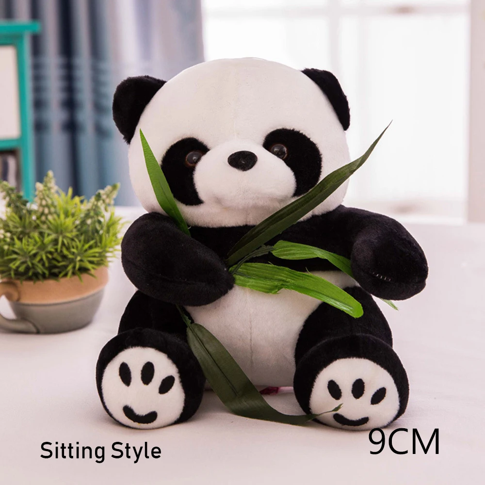 1pcs 9/10/12/16cm Lovely Stuffed Kid Animal Soft Plush Panda Kneeling Sitting Bear Present Doll Toy Birthday Christmas Gift - Цвет: 9cm