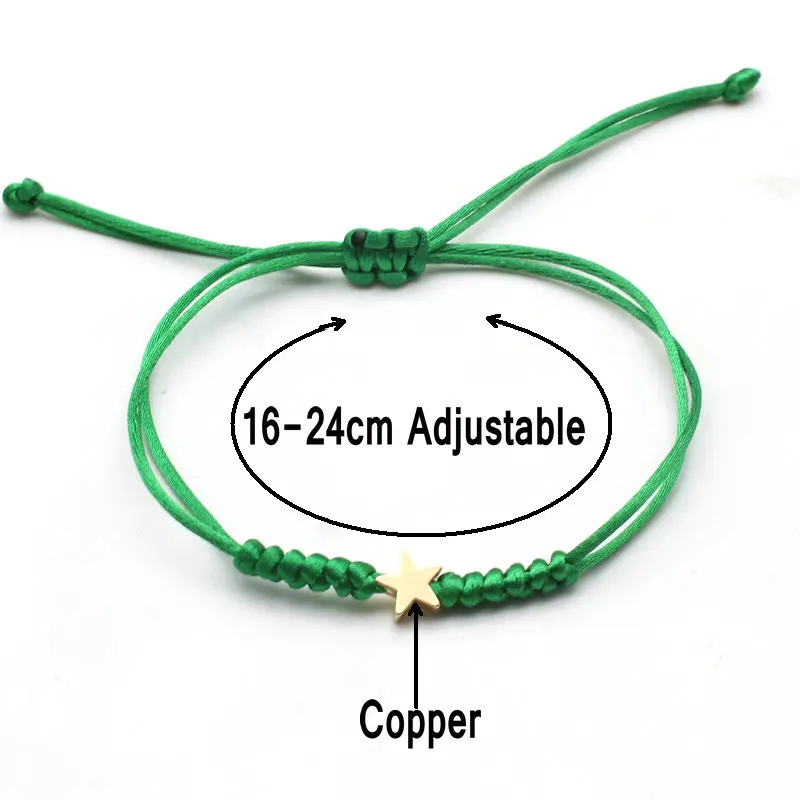 Gold Silver Colour Star Bracelet Couple Wish Good Lucky String Braided Simple Adjustable Charm Bracelets for Men Women Jewelry 6