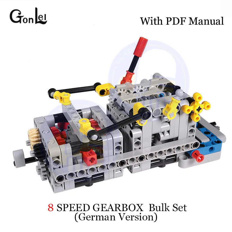 MOC 4911 V42 двигатель Technic 8 скоростей последовательный редуктор привод передняя подвеска рулевого управления автомобиля шасси системы строительные блоки игрушки - Цвет: 8 Speed Ver.2