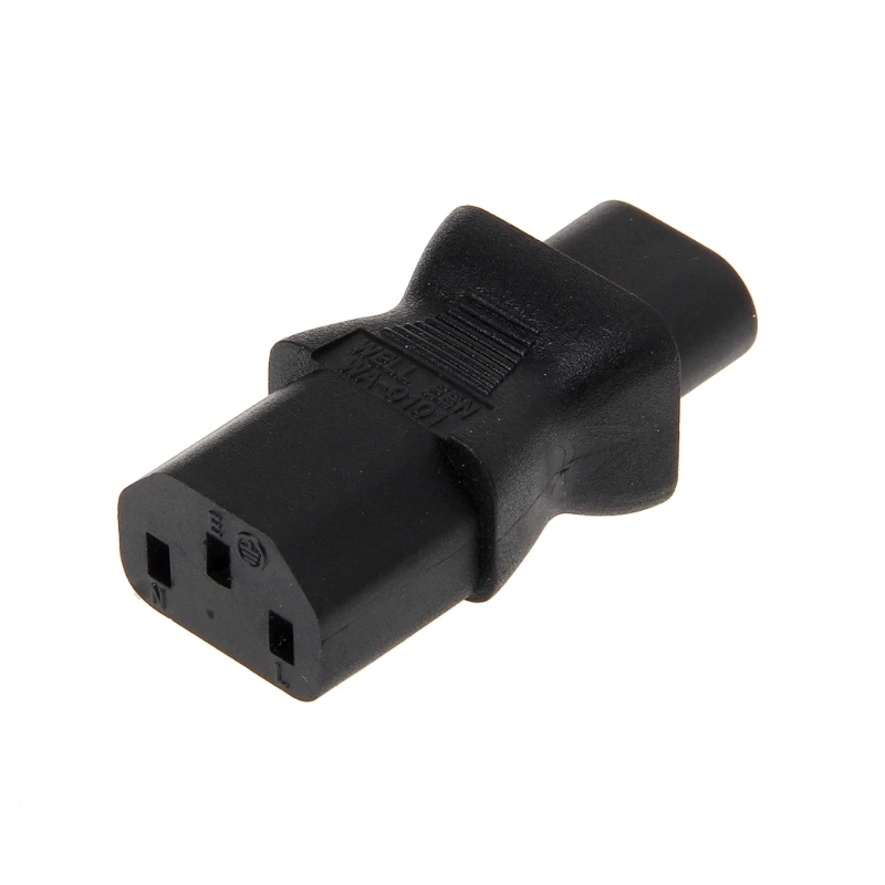 Черный переходник IEC 320 C13 с 3-контактным гнездом на C8 2-контактный прямым штекером