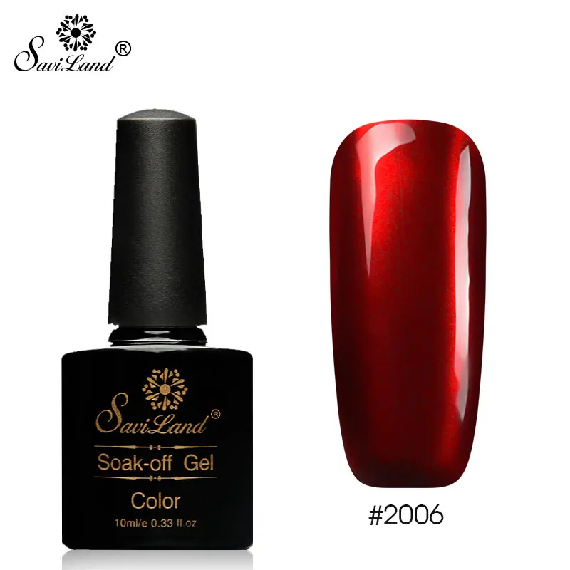 Saviland 10ml Glitter Titanium Red Gel Varnish Mirror Metal Bright Rose Red Mirror Soak Off Gel Nail Polish UV Nail Lacquer - Цвет: 2006