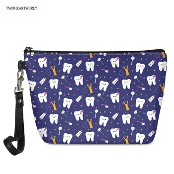 

Dental Pattern Women Travel Cosmetic Bag Makeup Bags Female Zipper Purse Small Make Up Bags Travel Beauty Organizer Pouch