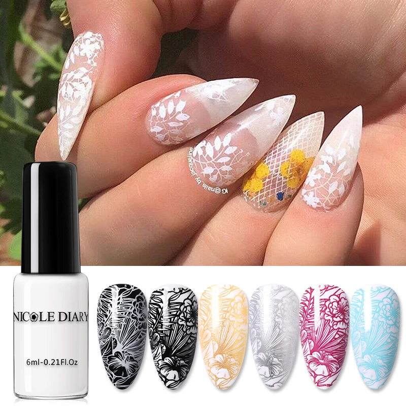 Nail Polish Stamping Black White Gold Silver Nail Art Printing DIY for Stamping Plate