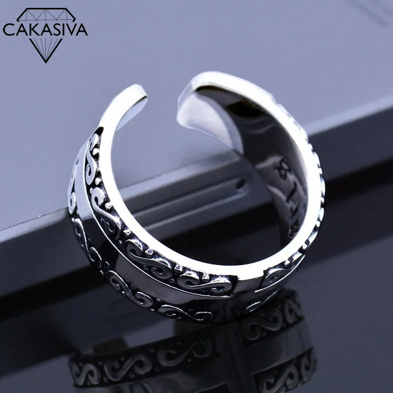 

S925 Vintage Thai Silver Men's Cross Retro European and American Ring Open Silver Jewelry Ring Wholesale